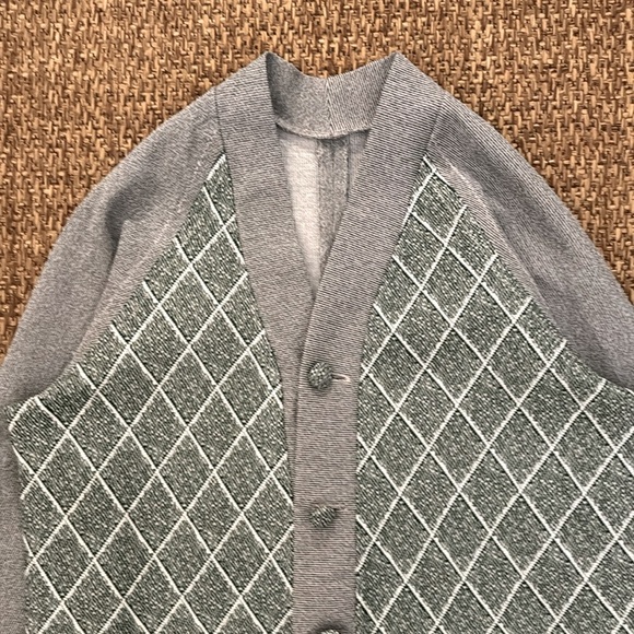 70s Diamond Checkered Cardigan - Picture 2 of 14
